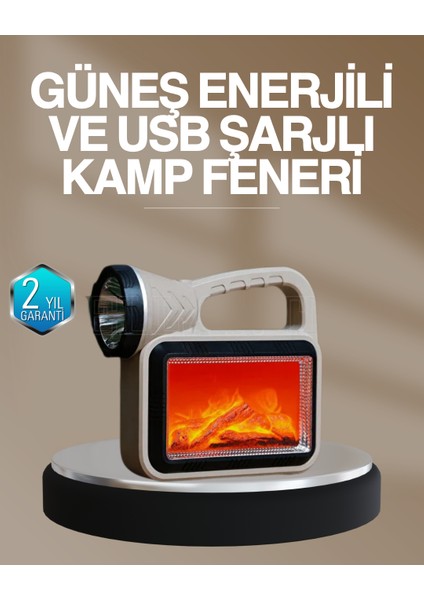 Sptrns Solar Cob Alev Efektli Lamba – Güneş Enerjili, Suya Dalı, Taşınabilir