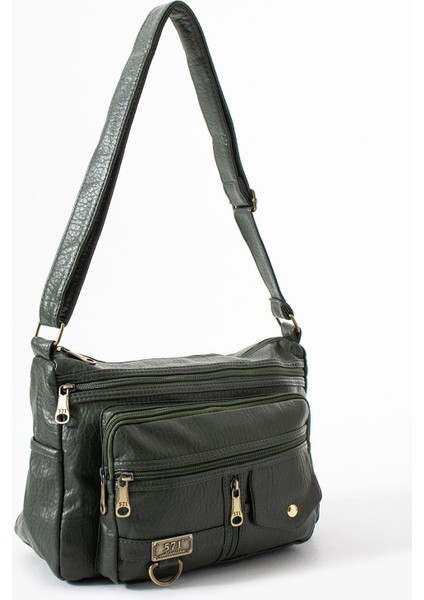 Yıkama deri Çapraz Askılı Omuz Çantası Poliüretan Deri Haki MODEL:(571-14-16A) modelleri