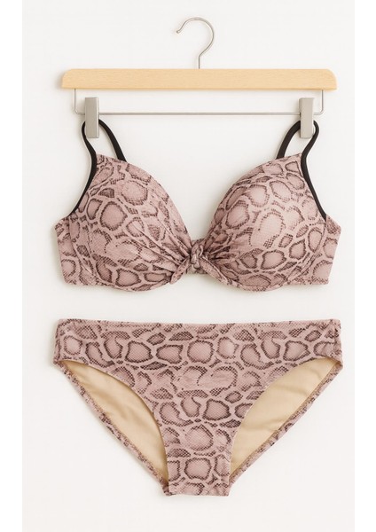 Kadın Yılan Desenli Bikini Takımı – Dolgulu Destekli Üst & Orta Bel Alt 1156