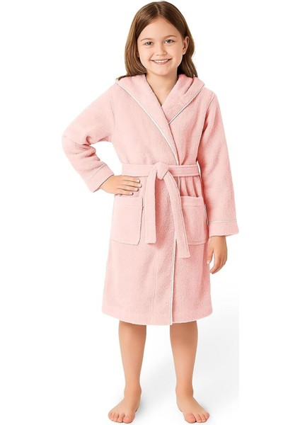 Çocuk Bornoz 11-12 Yaş | %100 Pamuklu-Pembe-Yumuşak Doku-Kapüşonlu-Cepli-Biyeli fırsatları