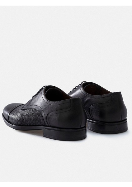 Ayakkabı Siyah Hakiki Deri El Yapımı Çift Dokulu Prestij Simgesi Cap Toe Klasik Erkek Ayakkabı indirimleri