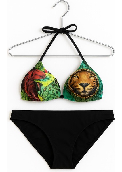 Leopar Desenli Üçgen Bikini Takımı – Siyah Alt 1228-45 indirimleri