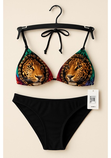 Leopar Desenli Üst – Siyah Alt Bikini Takımı 1001-45 indirimleri