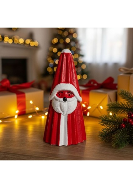 9531 El Yapımı Noel Baba Detaylı Kırmızı Biblo - 6 x 12 cm