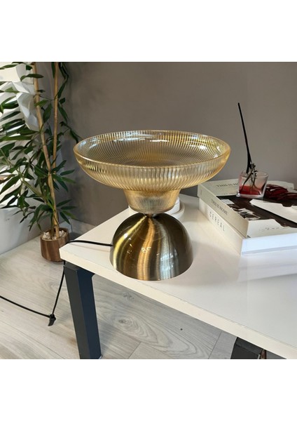 Stark Cam Bal Rengi Masa Lambası Dekoratif Masaüstü Aydınlatma Hol Abajur Yatak Odası Başucu Lamba