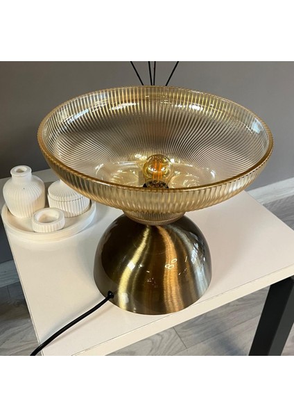 Stark Cam Bal Rengi Masa Lambası Dekoratif Masaüstü Aydınlatma Hol Abajur Yatak Odası Başucu Lamba fırsatları