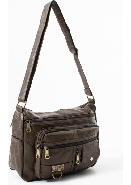 Yıkama deri Çapraz Askılı Omuz Çantası Poliüretan Deri Vizon MODEL:(571-14-16A) modelleri