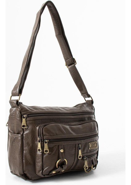 Yıkama deri Çapraz Askılı Omuz Çantası Poliüretan Deri Vizon MODEL:(571-14-16B) modelleri