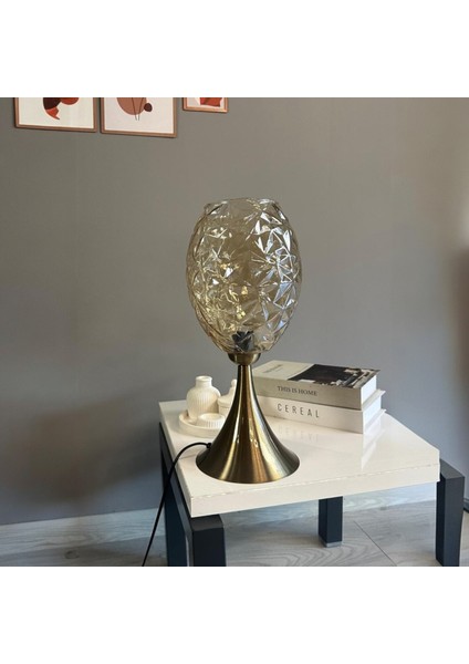 Veltro Cam Bal Rengi Masa Lambası Dekoratif Masaüstü Aydınlatma Hol Abajur Yatak Odası Başucu Lamba fiyatları