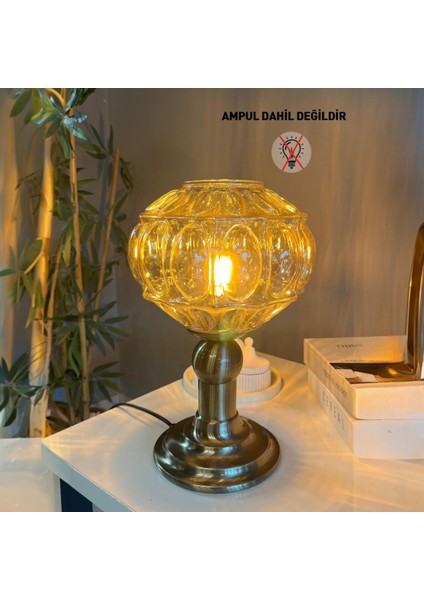 Şila Cam Bal Rengi Masa Lambası Dekoratif Masaüstü Aydınlatma Hol Abajur Yatak Odası Başucu Lamba fiyatları