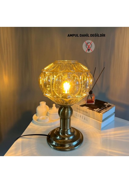 Şila Cam Bal Rengi Masa Lambası Dekoratif Masaüstü Aydınlatma Hol Abajur Yatak Odası Başucu Lamba modelleri