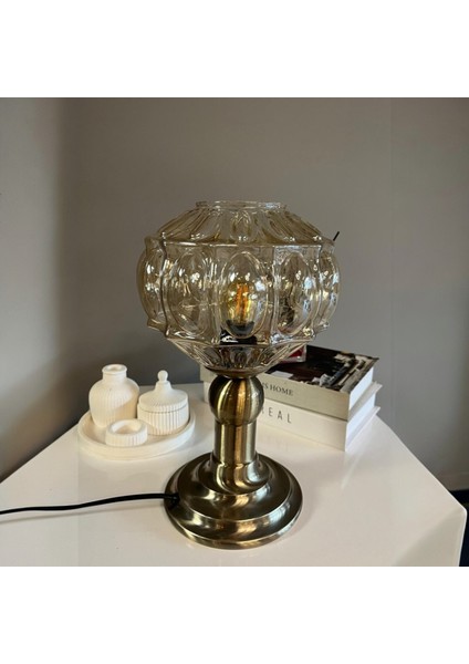 Şila Cam Bal Rengi Masa Lambası Dekoratif Masaüstü Aydınlatma Hol Abajur Yatak Odası Başucu Lamba indirimleri