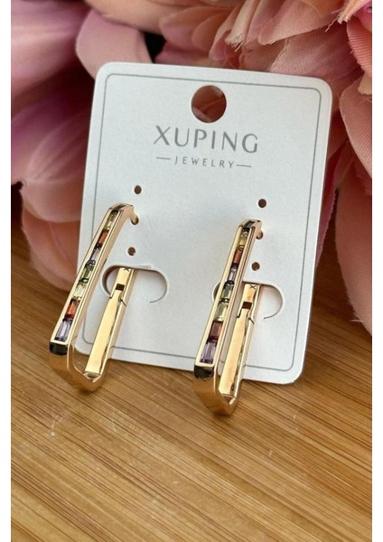 Xuping Renkli Baget Taşlı Dikdörtgen Küpe 07-Xpng-Kp modelleri