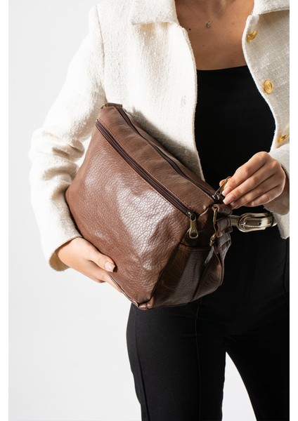 Yıkama deri Çapraz Askılı Omuz Çantası Poliüretan Deri Taba MODEL:(571-14-16D) fiyatları