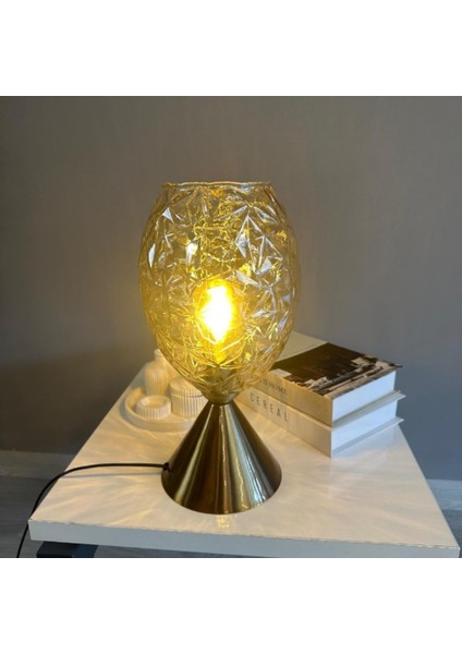 Veltro Cam Bal Rengi Masa Lambası Dekoratif Masaüstü Aydınlatma Hol Abajur Yatak Odası Başucu Lamba fırsatları