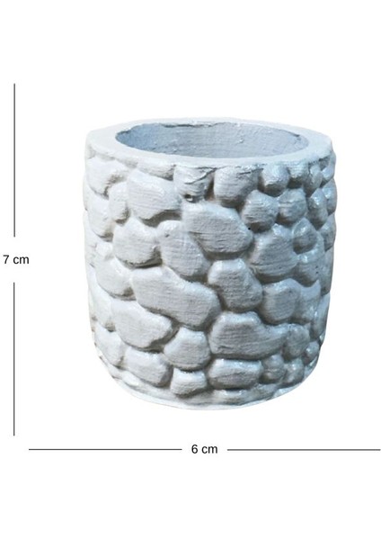 7823 El Yapımı Taş Desenli Dekoratif Minik Gri Saksı / Biblo - 6 x 7 cm fiyatları