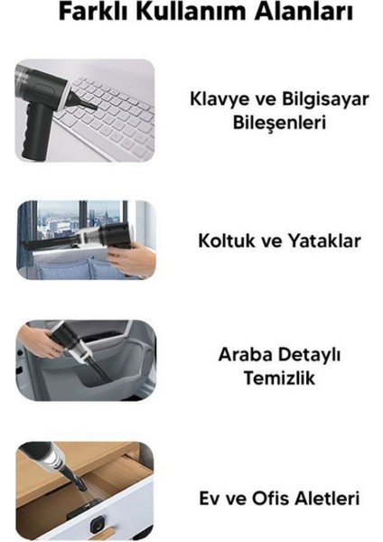 Çok Amaçlı Mini El Süpürgesi ve Hava Üfleyici – Güçlü Vakum + Üfleme, Çoklu Başlık, USB Şarjlı fiyatları
