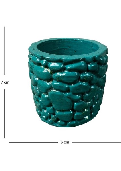 0655 El Yapımı Taş Motifli Simli Kırmızı ve Yeşil 2'li Dekor Saksısı - 6 x 7 cm fiyatları