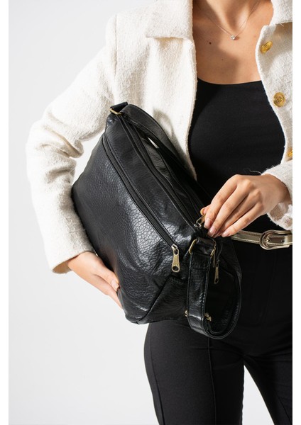 Yıkama deri Çapraz Askılı Omuz Çantası Poliüretan Deri Siyah MODEL:(571-14-16D) fiyatları