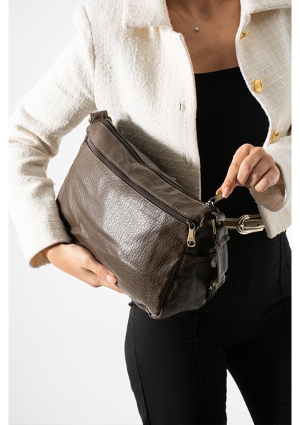 Yıkama deri Çapraz Askılı Omuz Çantası Poliüretan Deri Vizon MODEL:(571-14-16D) fiyatları