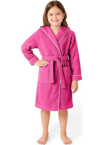 Çocuk Bornoz 15-16 Yaş | %100 Pamuklu-Fuşya-Yumuşak Doku-Kapüşonlu-Cepli-Biyeli indirimleri