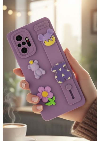 Redmi Note 10 Pro Uyumlu Kılıf Mor Renk 3D Figürlü Darbe Emici Yumuşak Silikon Kapak modelleri