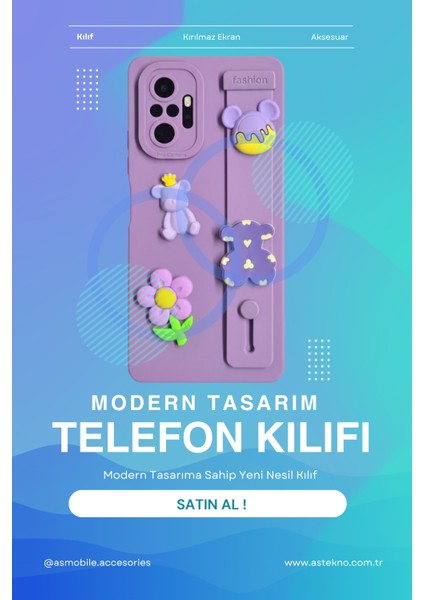 Redmi Note 10 Pro Uyumlu Kılıf Mor Renk 3D Figürlü Darbe Emici Yumuşak Silikon Kapak indirimleri