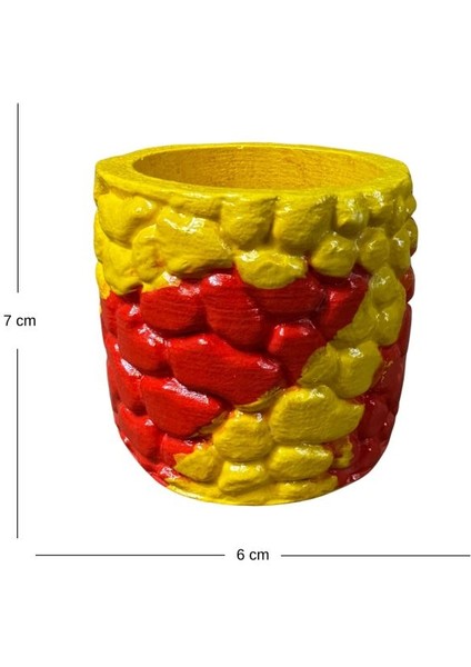 3829 El Yapımı Taş Motifli Sarı ve Pembe Dekor Saksısı - 6 x 7 cm fiyatları