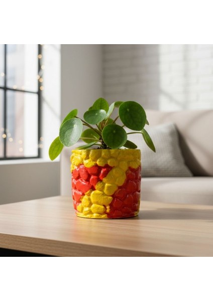 3829 El Yapımı Taş Motifli Sarı ve Pembe Dekor Saksısı - 6 x 7 cm indirimleri