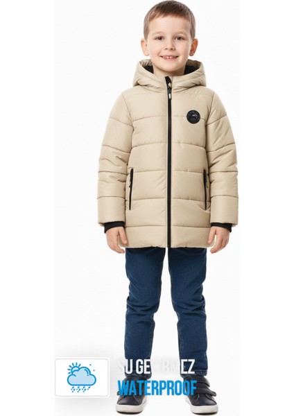 İçi Kürklü Su ve Rüzgar Geçirmez Erkek Çocuk Mont
