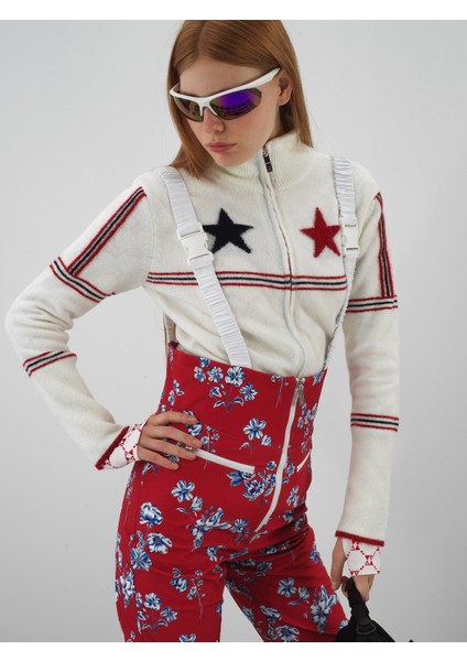 Kadın Kırmızı Softshell Dokulu Regular Fit Kayak Salopeti fiyatları