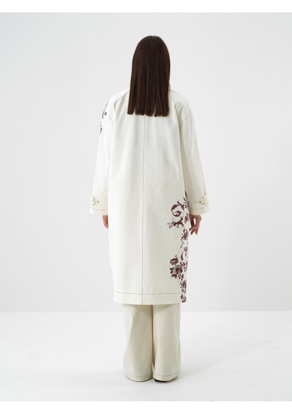 Kadın Ekru Modal Dokulu Oversize Trençkot indirimleri