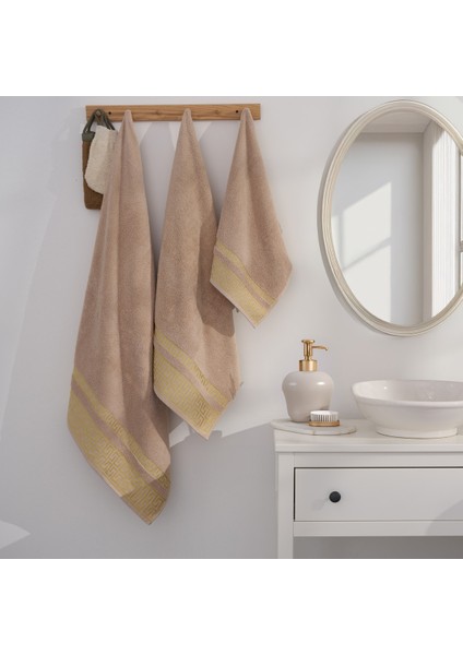 Greek Desen Havlu Set | %100 Pamuk-3'lü Set-Gri-Banyo-Mutfak-Desenli fiyatları