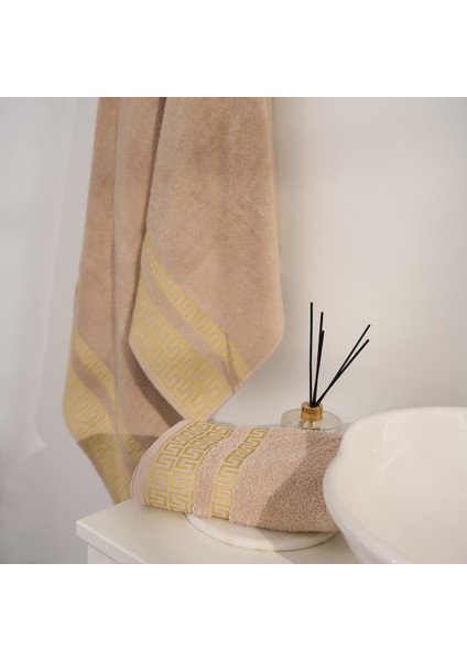 Greek Desen Havlu Set | %100 Pamuk-3'lü Set-Gri-Banyo-Mutfak-Desenli indirimleri