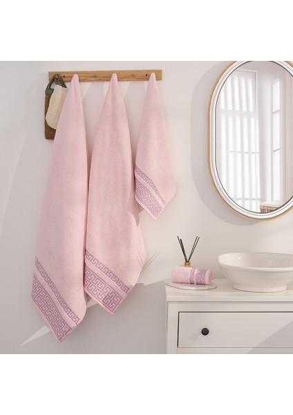 Greek Desen Havlu Set | %100 Pamuk-4'lü Set-Pembe-Banyo-Mutfak-Desenli fiyatları