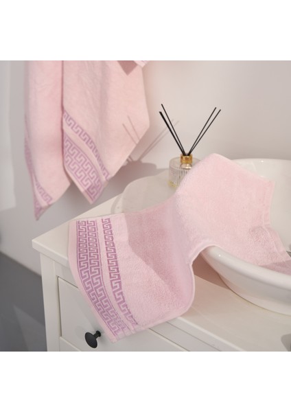 Greek Desen Havlu Set | %100 Pamuk-4'lü Set-Pembe-Banyo-Mutfak-Desenli fırsatları