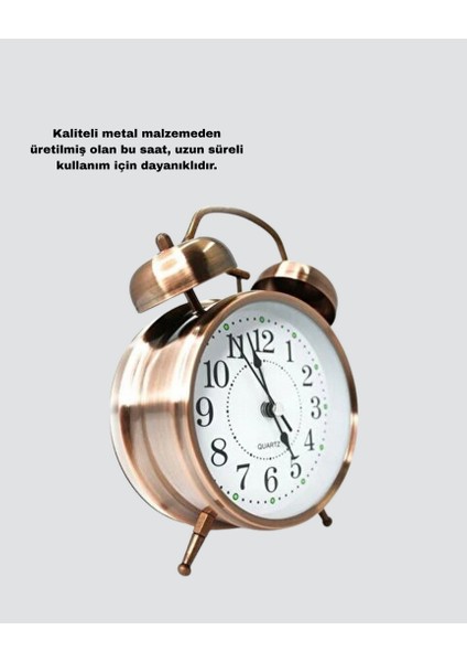 Sptrns Retro Tarz Bronz Dekoratif Masa Saati Metal Gövde Yüksek Sesli Alarm fiyatları