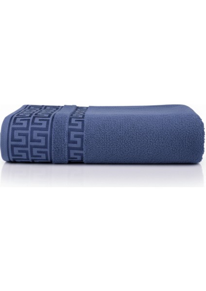 Greek Desen Havlu 600GR 90X150 | %100 Pamuk-Tekli-Lacivert-Banyo-Mutfak-Desenli