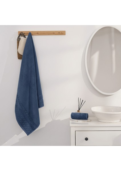 Greek Desen Havlu 600GR 90X150 | %100 Pamuk-Tekli-Lacivert-Banyo-Mutfak-Desenli fiyatları