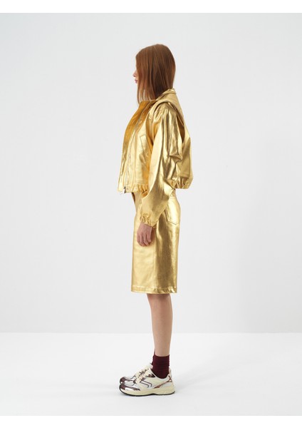 Kadın Gold Pamuk Dokulu Oversize Ceket modelleri