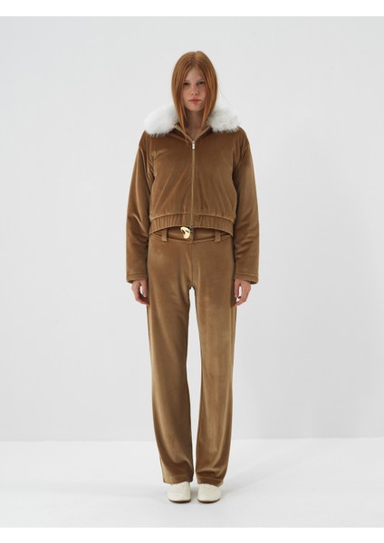 Kadın Camel Lüks Dokulu Soft Kadife Oversize Ceket fiyatları