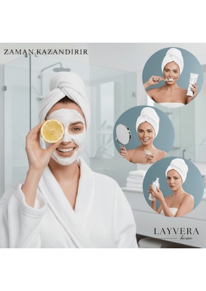 Saç Bonesi | Beyaz-Saç Havlusu-Makyaj Havlusu-Akrilik DÜĞMELI-%100 Pamuklu-Makyaj Bonesi