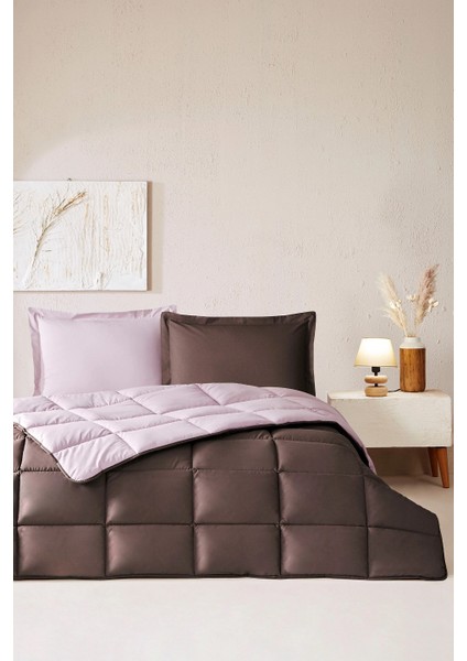 %100 Pamuk (Çarşafı Lastikli) Tek Kişilik Yatak Seti-Colourist Vizon Mürdüm