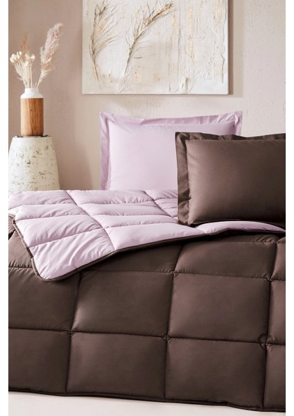 %100 Pamuk (Çarşafı Lastikli) Tek Kişilik Yatak Seti-Colourist Vizon Mürdüm fiyatları