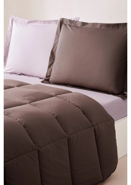 %100 Pamuk (Çarşafı Lastikli) Tek Kişilik Yatak Seti-Colourist Vizon Mürdüm modelleri