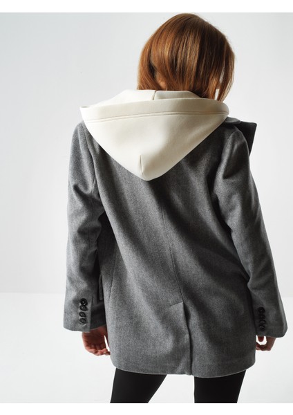 Kadın Gri Doğal Yün Dokulu Oversize Ceket fırsatları