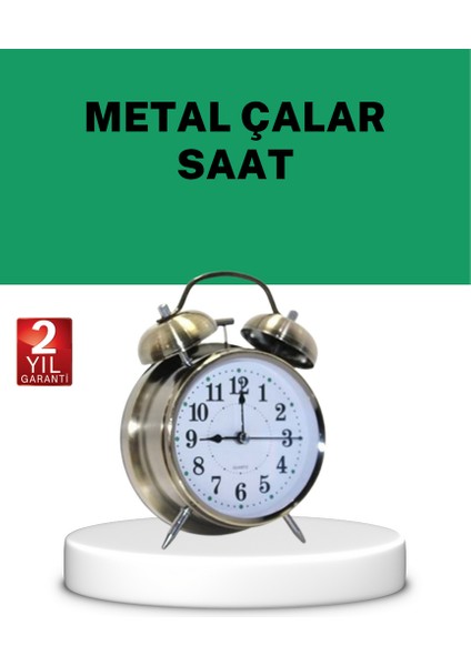 Sptrns Gümüş Renkli Sessiz Işıklı Dekoratif Masa Üstü Çalar Saat Alarmlı