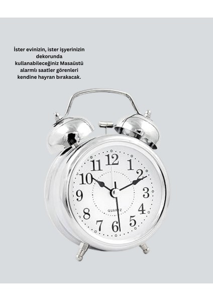 Sptrns Gümüş Renkli Sessiz Işıklı Dekoratif Masa Üstü Çalar Saat Alarmlı fırsatları