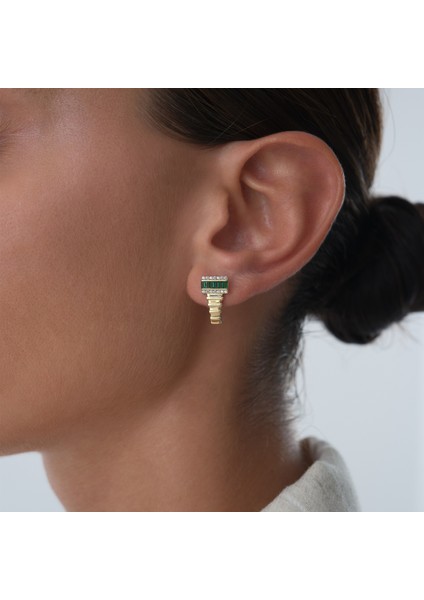 Yeşil Taşlı Aura Küpe