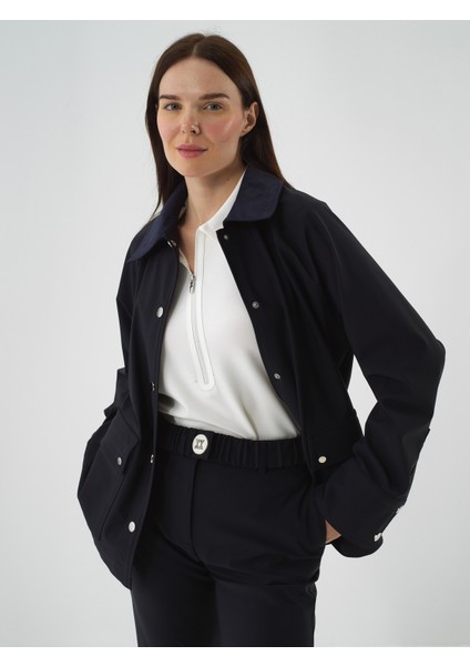 Kadın Lacivert Esnek Dokulu Oversize Ceket fiyatları
